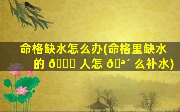 命格缺水怎么办(命格里缺水的 💐 人怎 🪴 么补水)